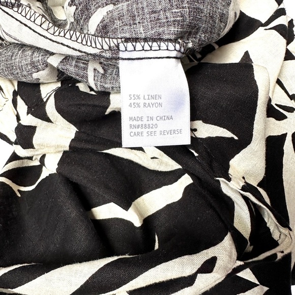 Rachel Zoe Wide Leg Cropped Linen Pants Women’s Size XL Black and White Tropical - Picture 3 of 10